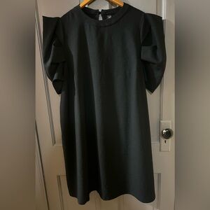 SHEIN Black Midi Dress with Ruffle Sleeves